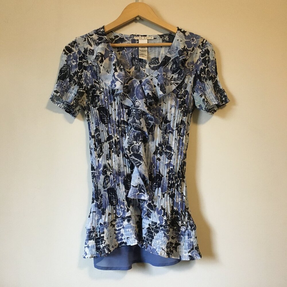 90s Vintage PLISSE Chiffon Ruffle Cami Top Set S